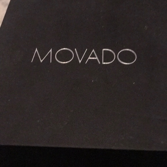 Movado watch 38 mm band smooth black leather strap - Picture 5 of 6